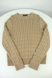 Ralph Lauren kabeltrui met ronde hals - L