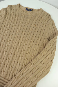 Ralph Lauren kabeltrui met ronde hals - L