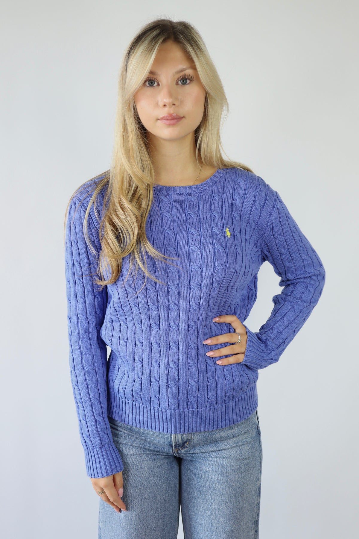 Ralph Lauren kabeltrui met ronde hals - XS