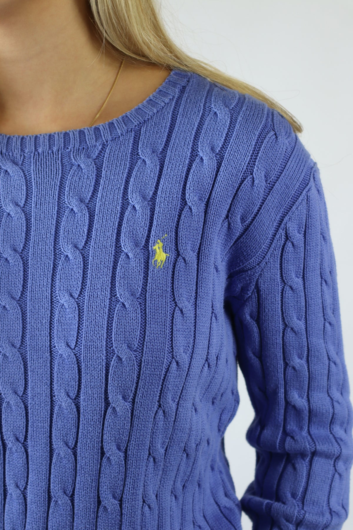 Ralph Lauren kabeltrui met ronde hals - XS