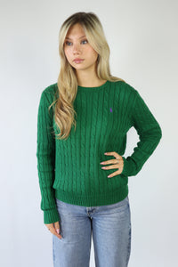 Ralph Lauren kabeltrui met ronde hals - XS/S
