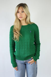 Ralph Lauren kabeltrui met ronde hals - XS/S