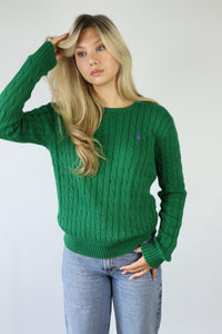 Ralph Lauren kabeltrui met ronde hals - XS/S