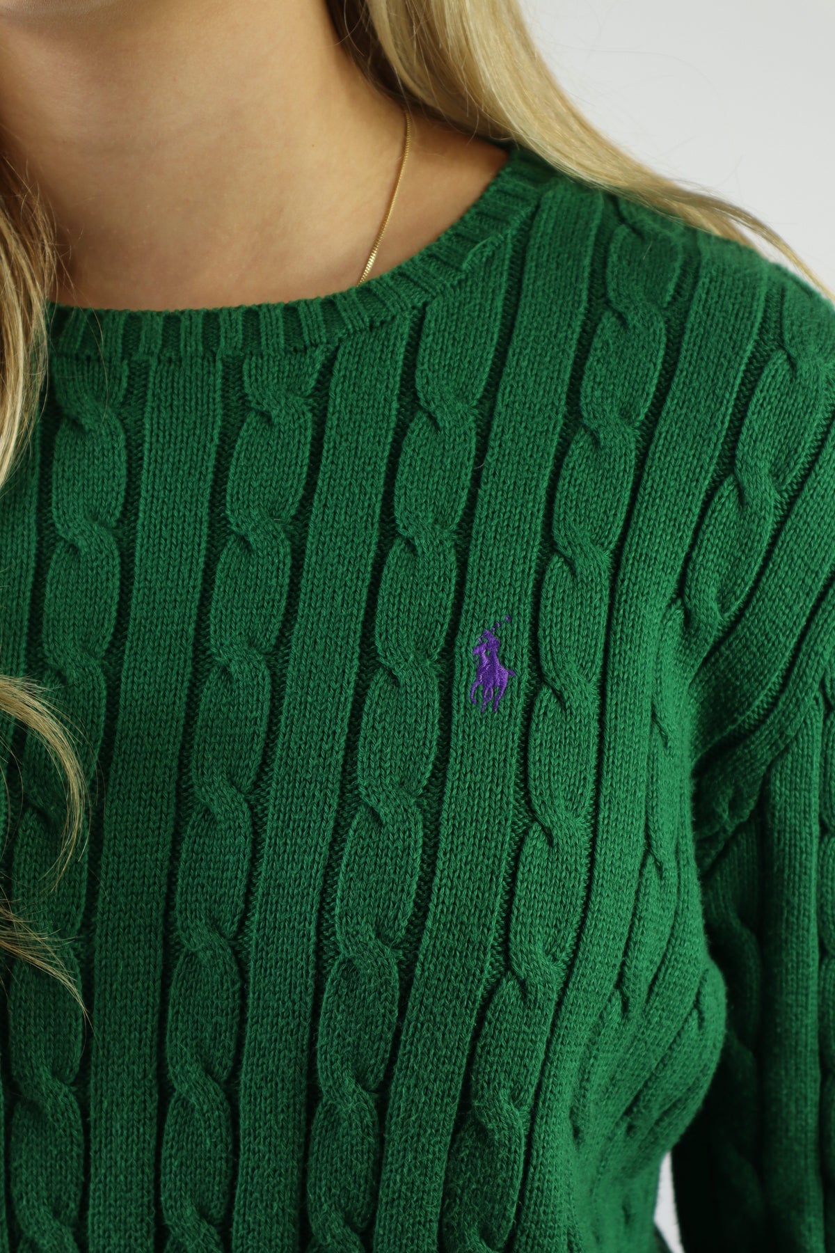 Ralph Lauren kabeltrui met ronde hals - XS/S