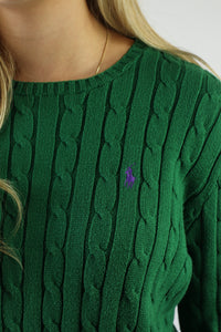 Ralph Lauren kabeltrui met ronde hals - XS/S
