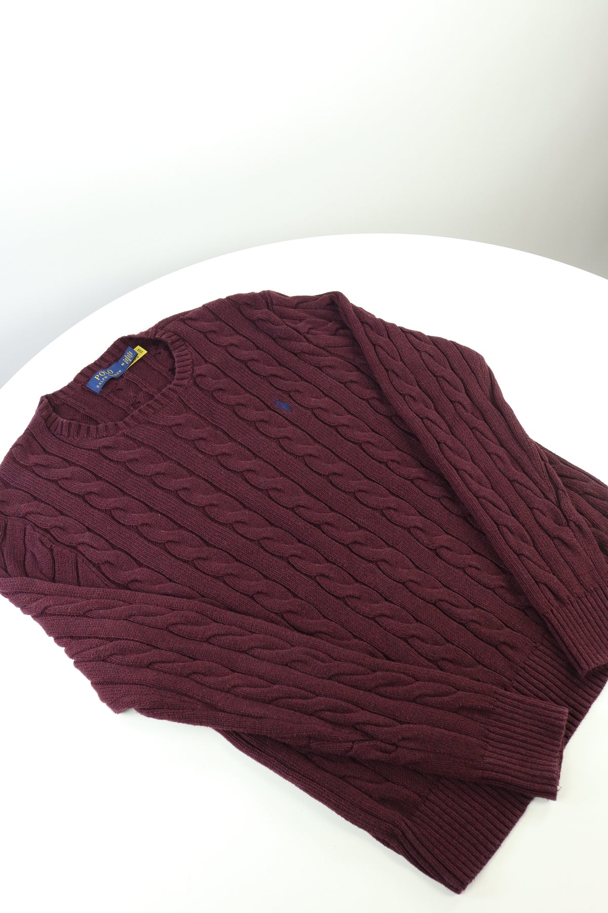 Ralph Lauren kabeltrui met ronde hals - M