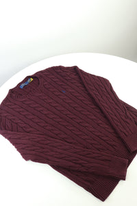 Ralph Lauren kabeltrui met ronde hals - M