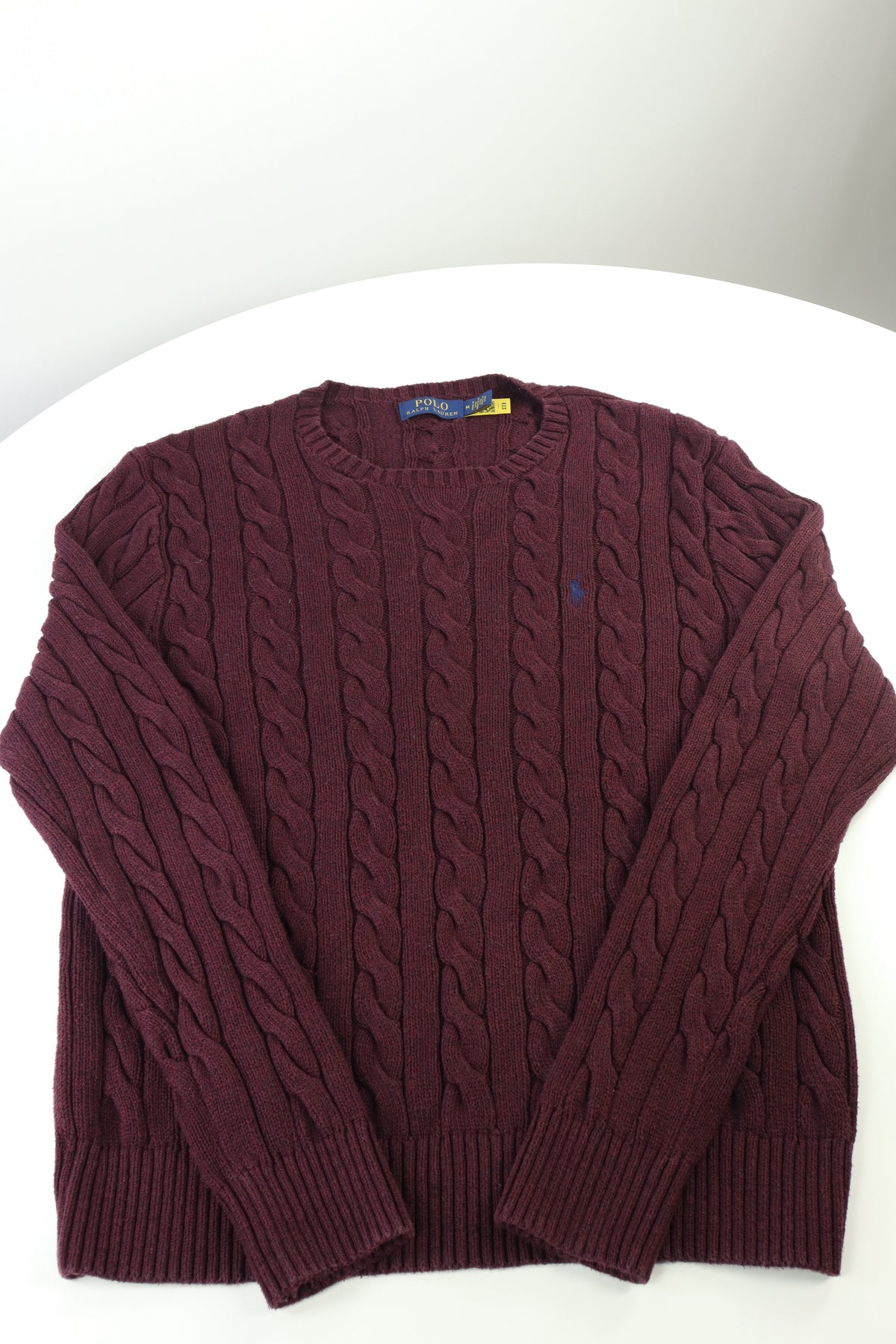 Ralph Lauren kabeltrui met ronde hals - M