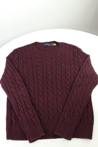 Ralph Lauren kabeltrui met ronde hals - M