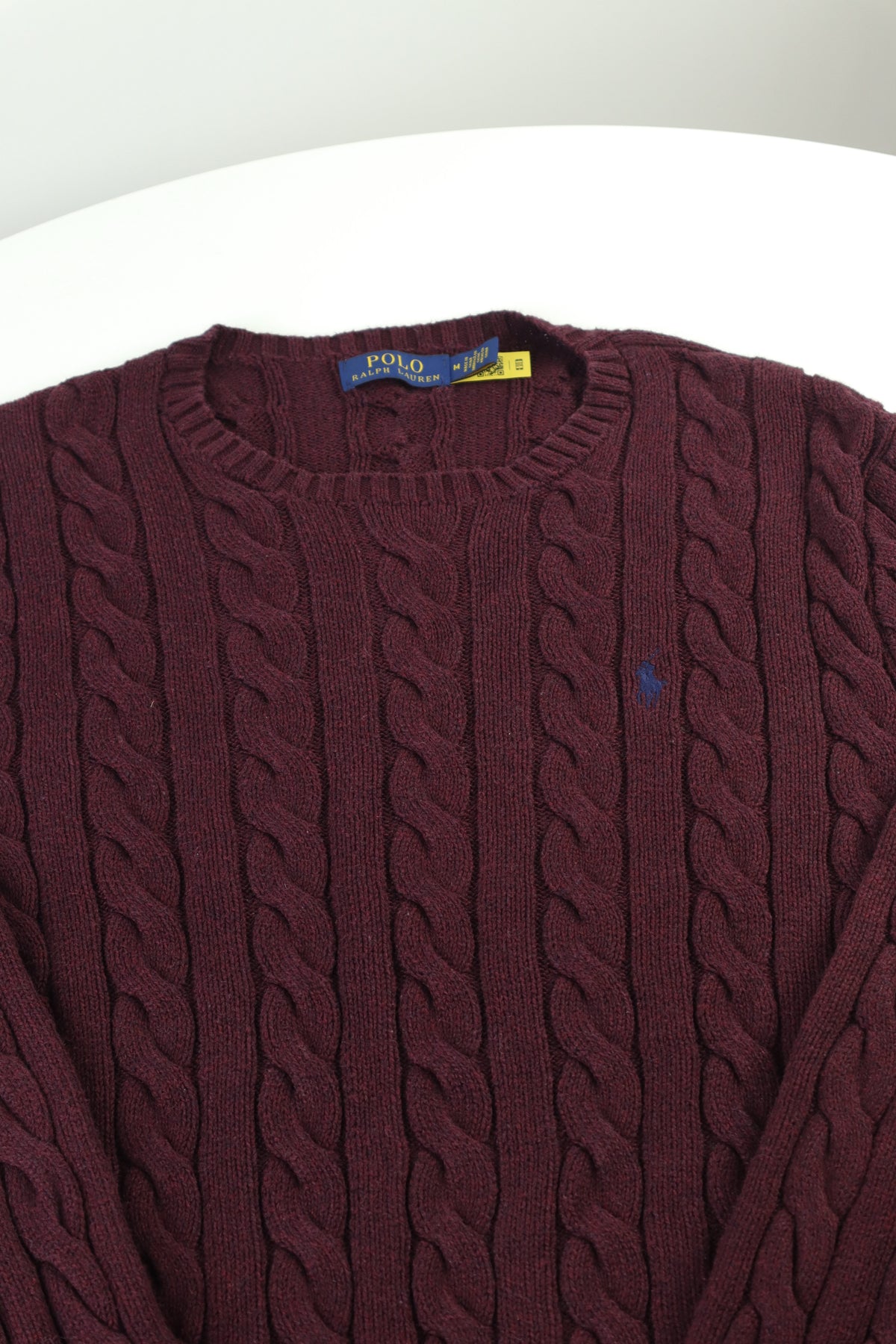 Ralph Lauren kabeltrui met ronde hals - M