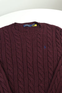 Ralph Lauren kabeltrui met ronde hals - M