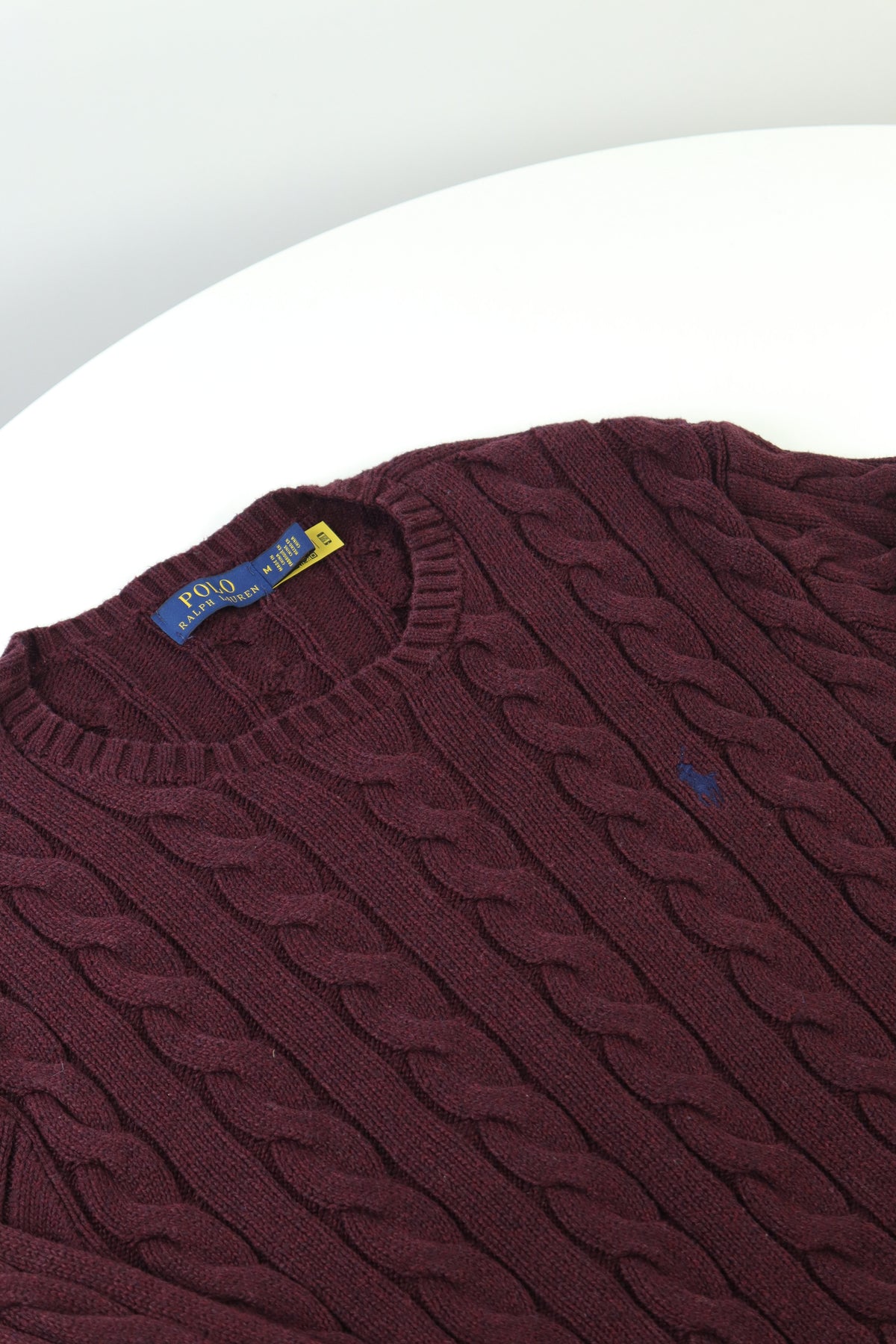 Ralph Lauren kabeltrui met ronde hals - M