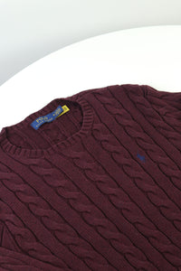 Ralph Lauren kabeltrui met ronde hals - M