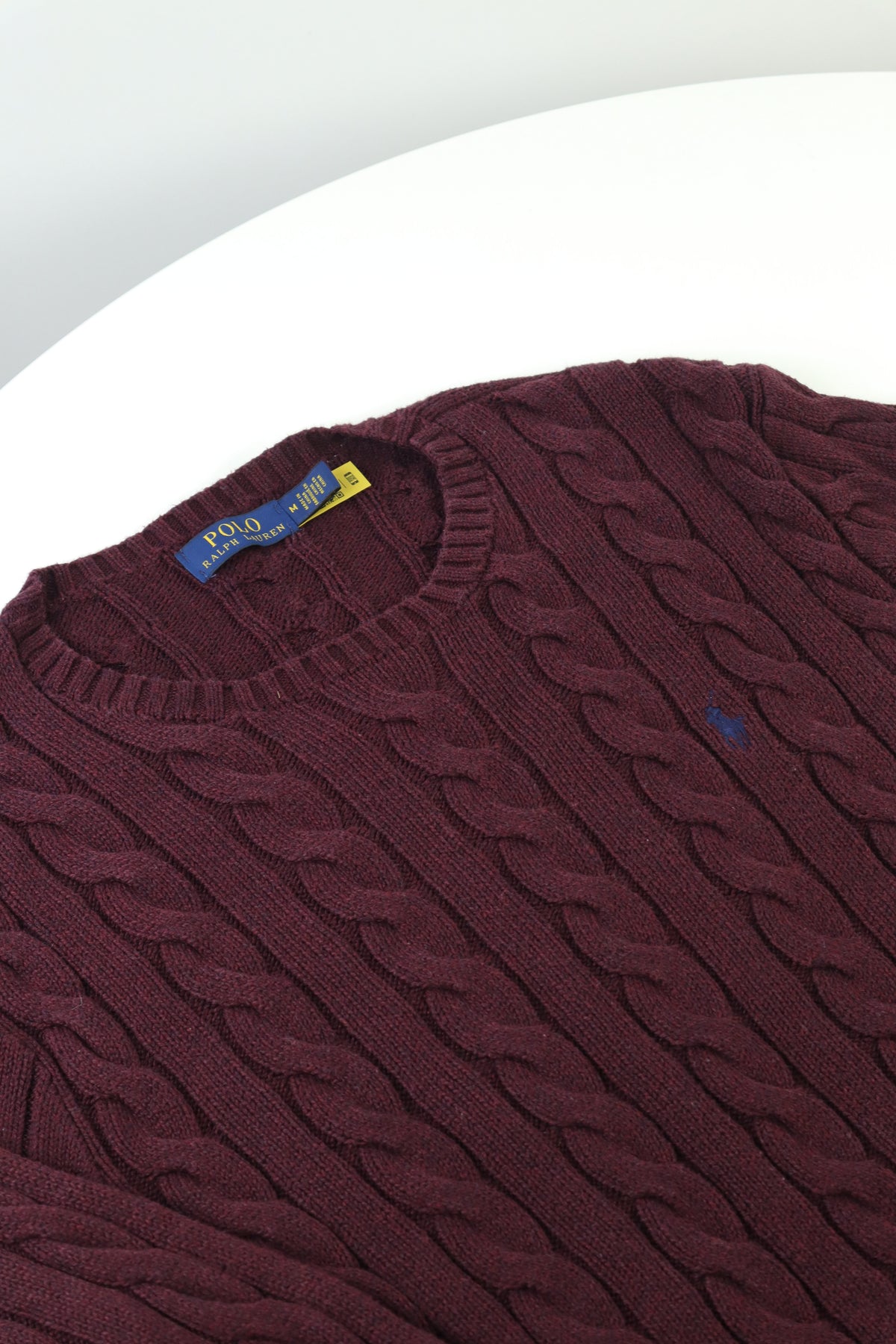 Ralph Lauren kabeltrui met ronde hals - M