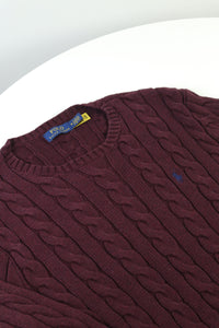 Ralph Lauren kabeltrui met ronde hals - M