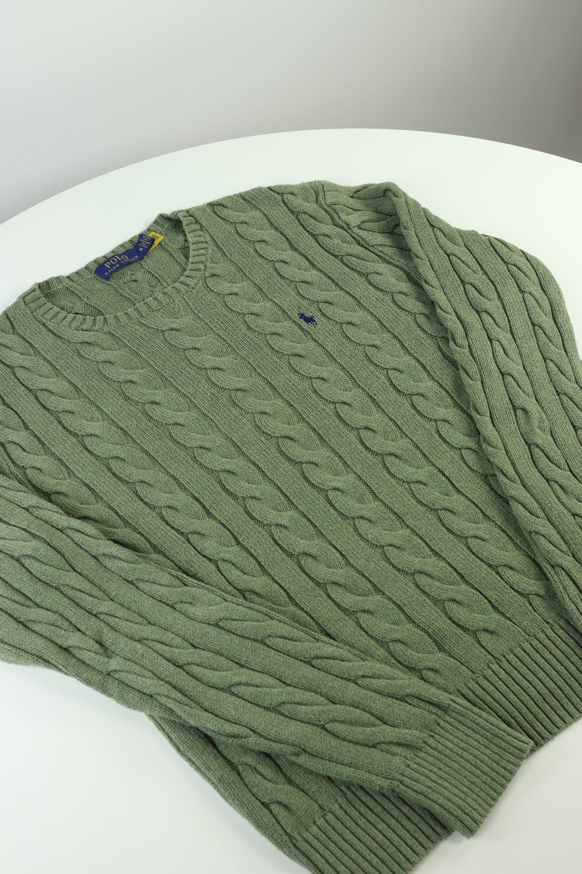 Ralph Lauren kabeltrui met ronde hals - M