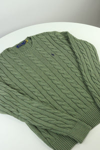 Ralph Lauren kabeltrui met ronde hals - M