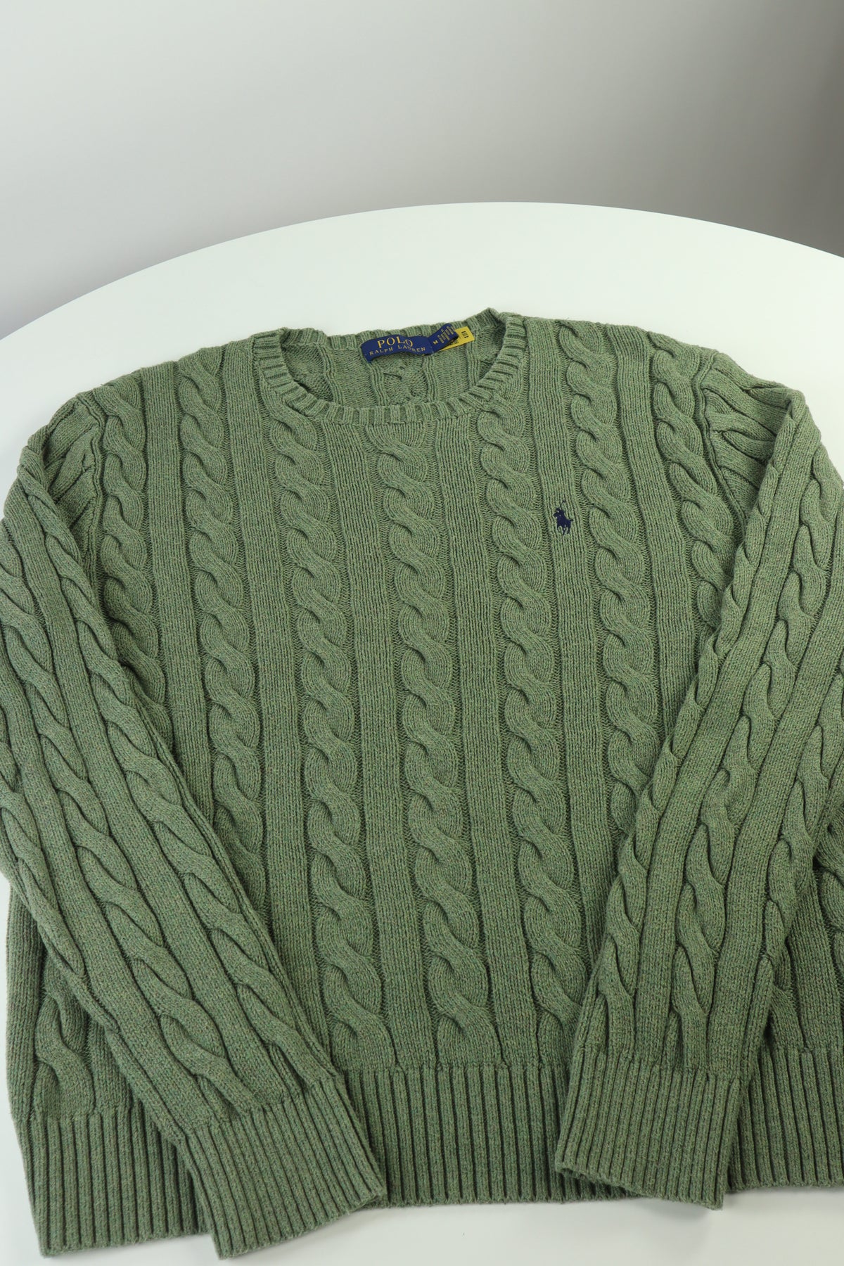 Ralph Lauren kabeltrui met ronde hals - M
