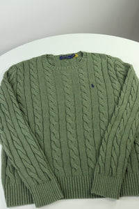 Ralph Lauren kabeltrui met ronde hals - M