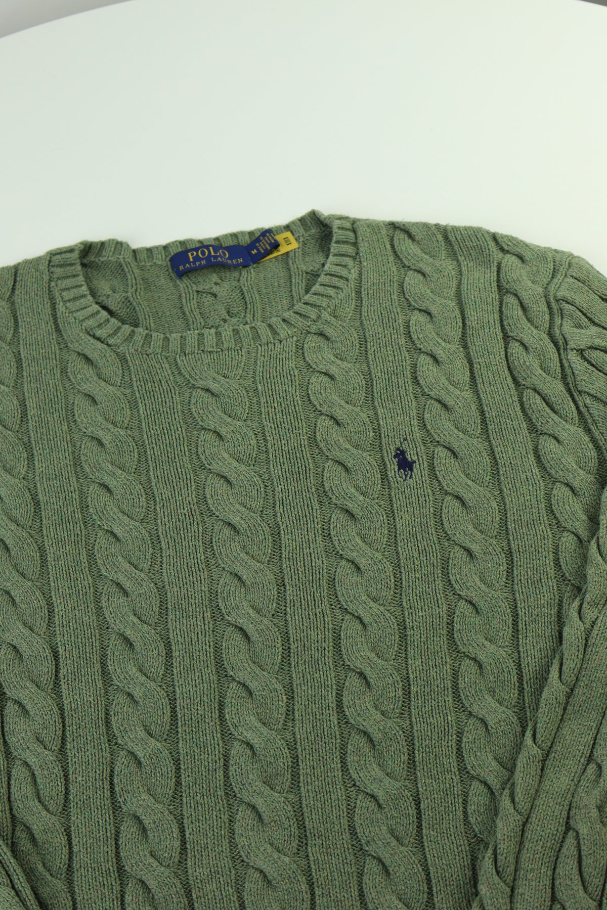 Ralph Lauren kabeltrui met ronde hals - M