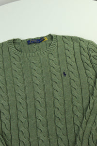 Ralph Lauren kabeltrui met ronde hals - M