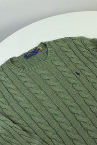 Ralph Lauren kabeltrui met ronde hals - M