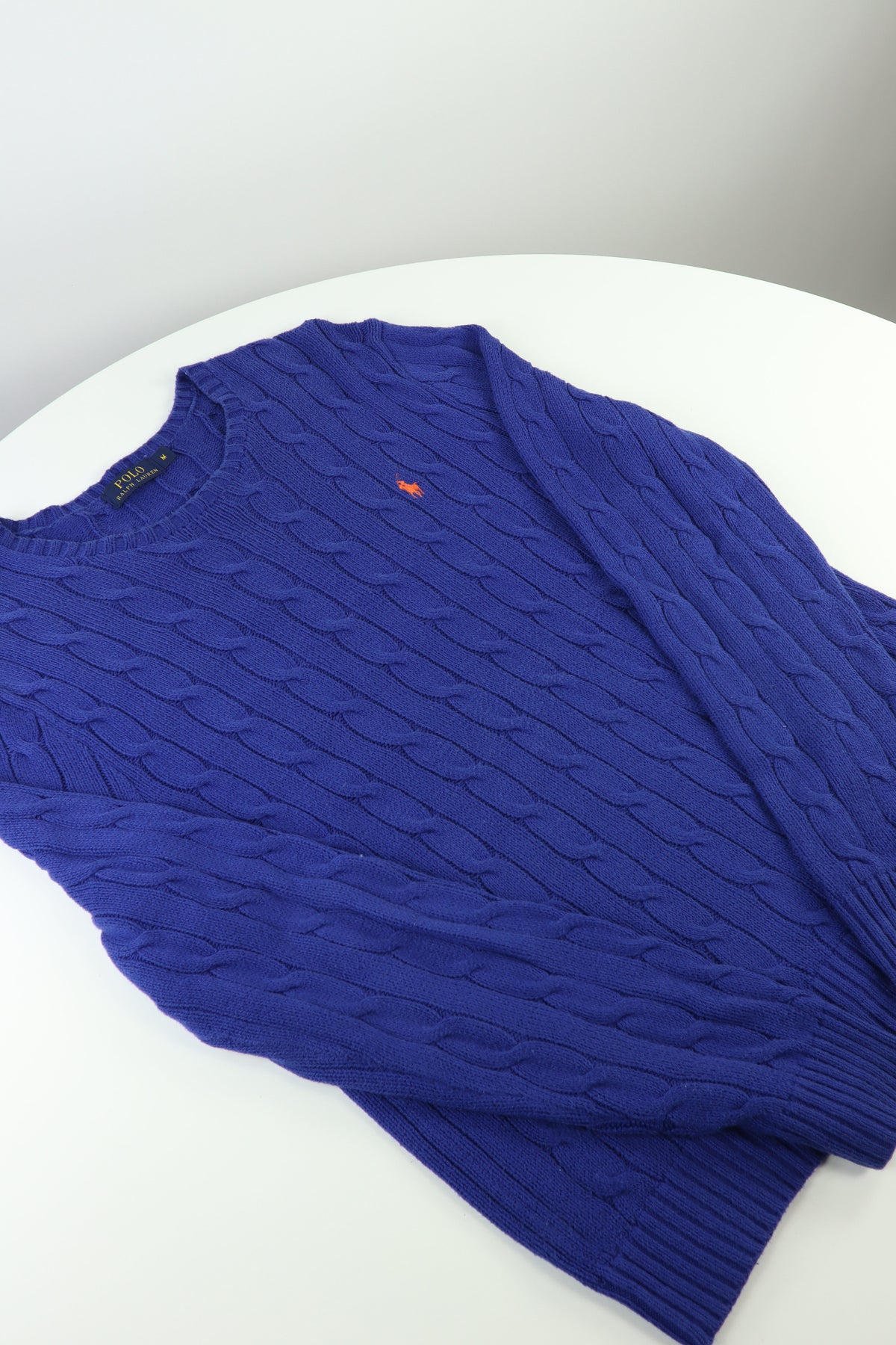 Ralph Lauren kabeltrui met ronde hals - M