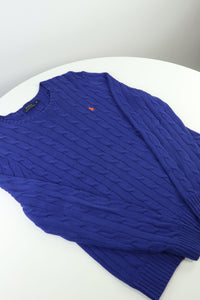 Ralph Lauren kabeltrui met ronde hals - M