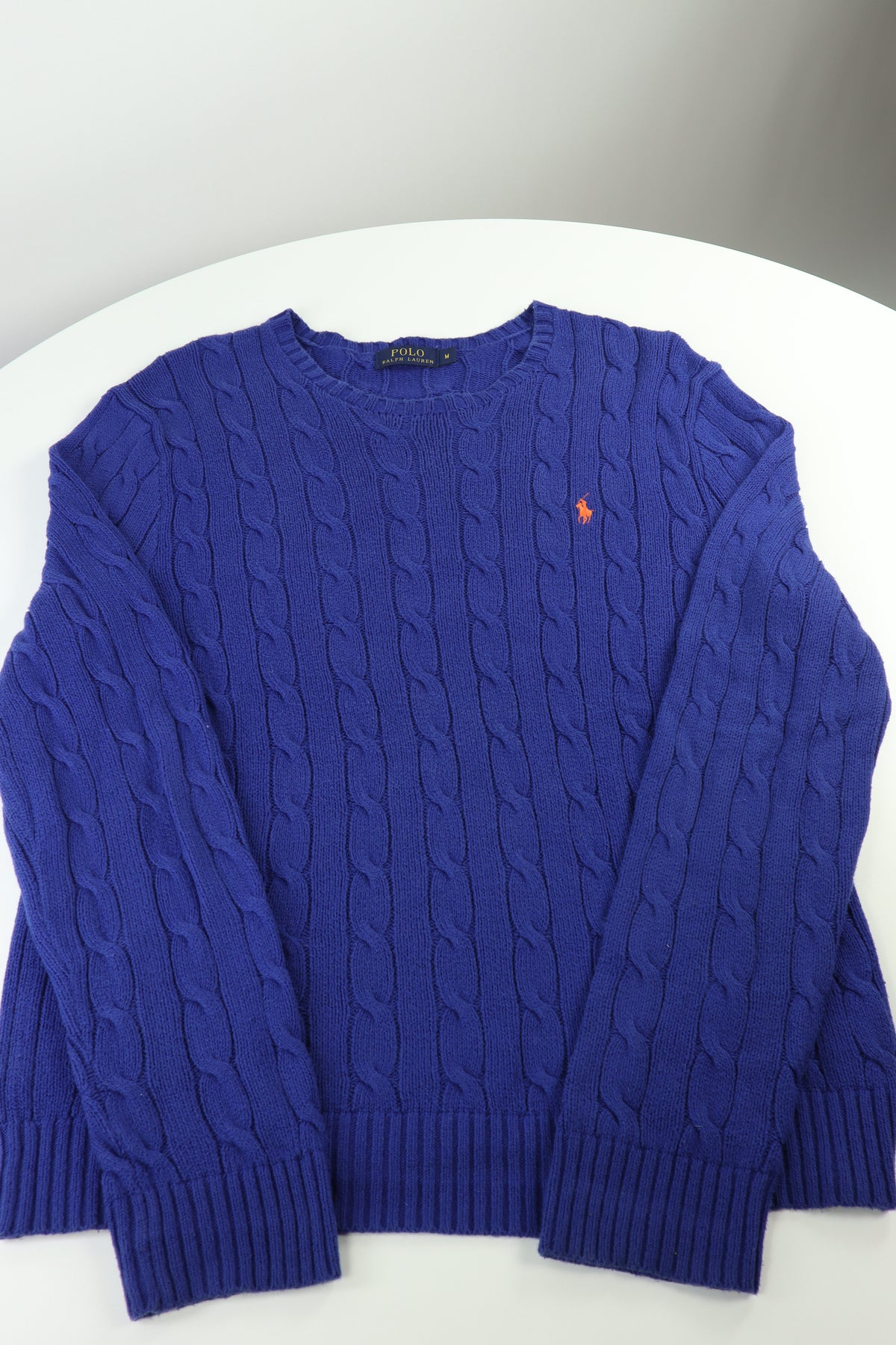 Ralph Lauren kabeltrui met ronde hals - M