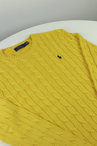 Ralph Lauren kabeltrui met ronde hals - M