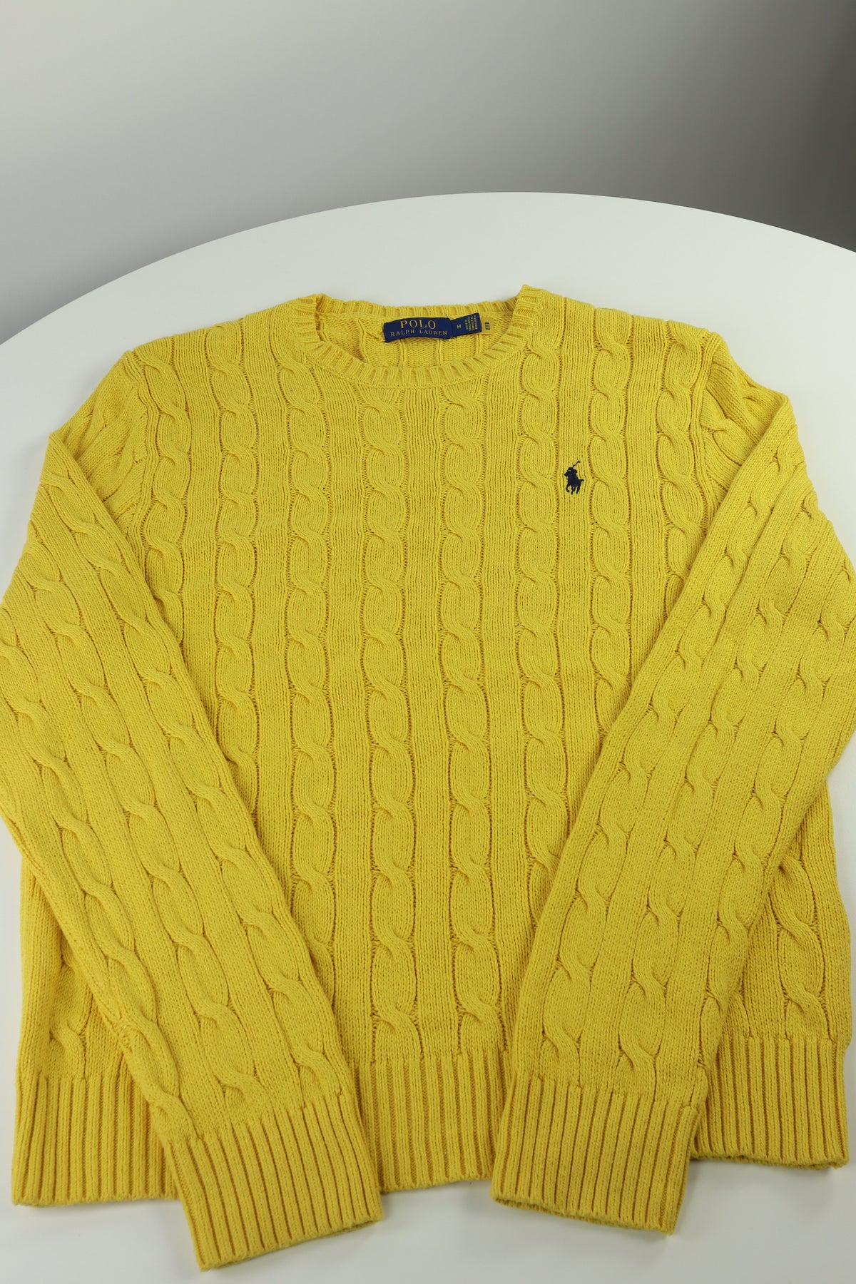 Ralph Lauren kabeltrui met ronde hals - M