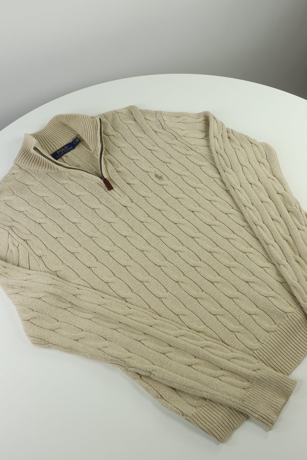 Ralph Lauren kabeltrui met kwart rits - S/M