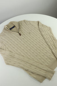 Ralph Lauren kabeltrui met kwart rits - S/M