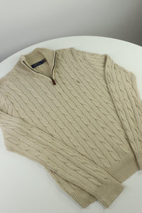 Ralph Lauren kabeltrui met kwart rits - S/M