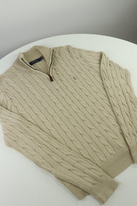 Ralph Lauren kabeltrui met kwart rits - S/M