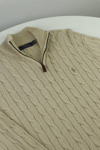 Ralph Lauren kabeltrui met kwart rits - S/M
