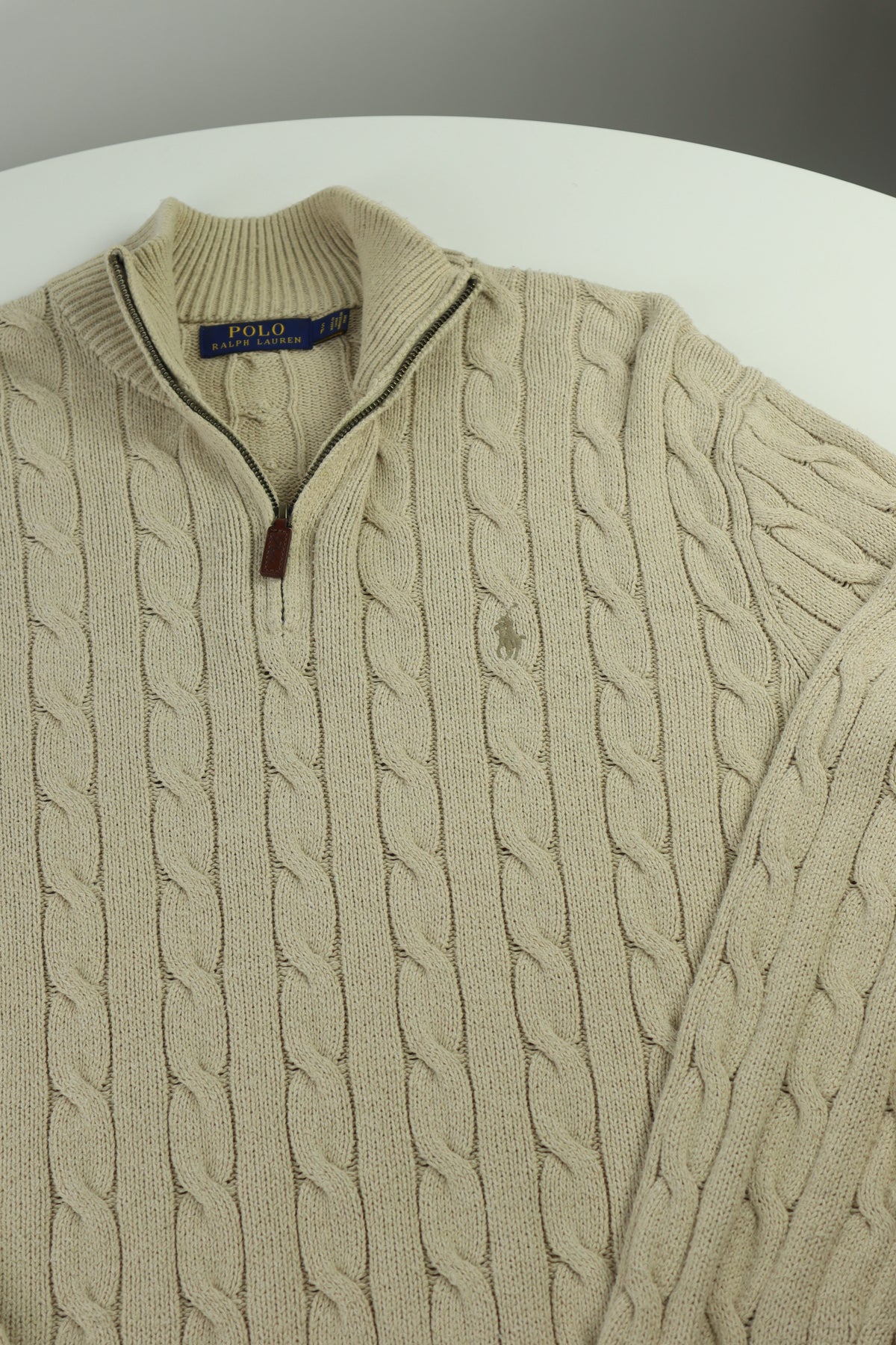 Ralph Lauren kabeltrui met kwart rits - S/M