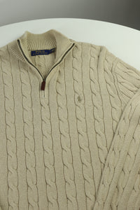 Ralph Lauren kabeltrui met kwart rits - S/M