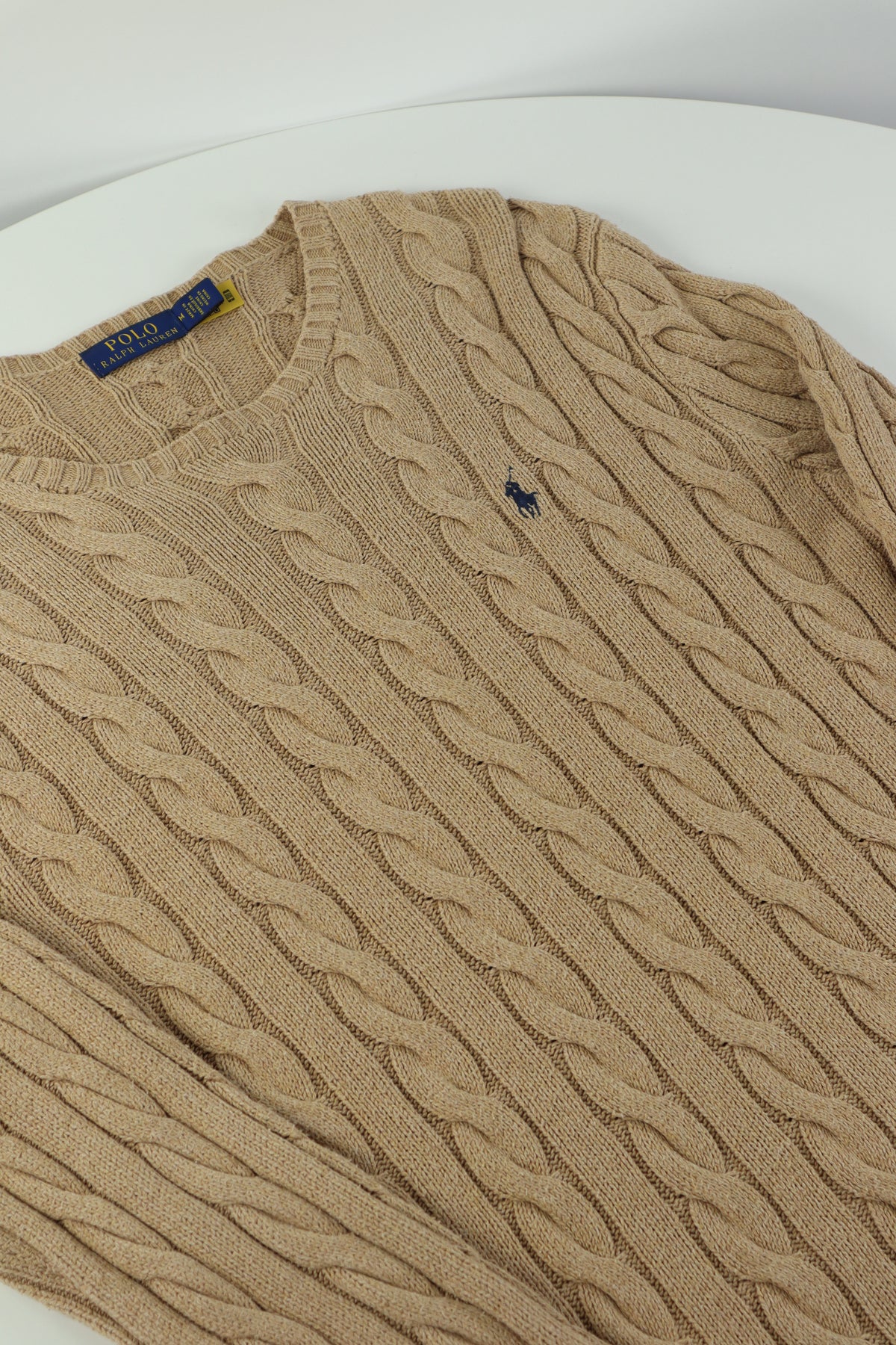 Ralph Lauren kabeltrui met ronde hals - S/M