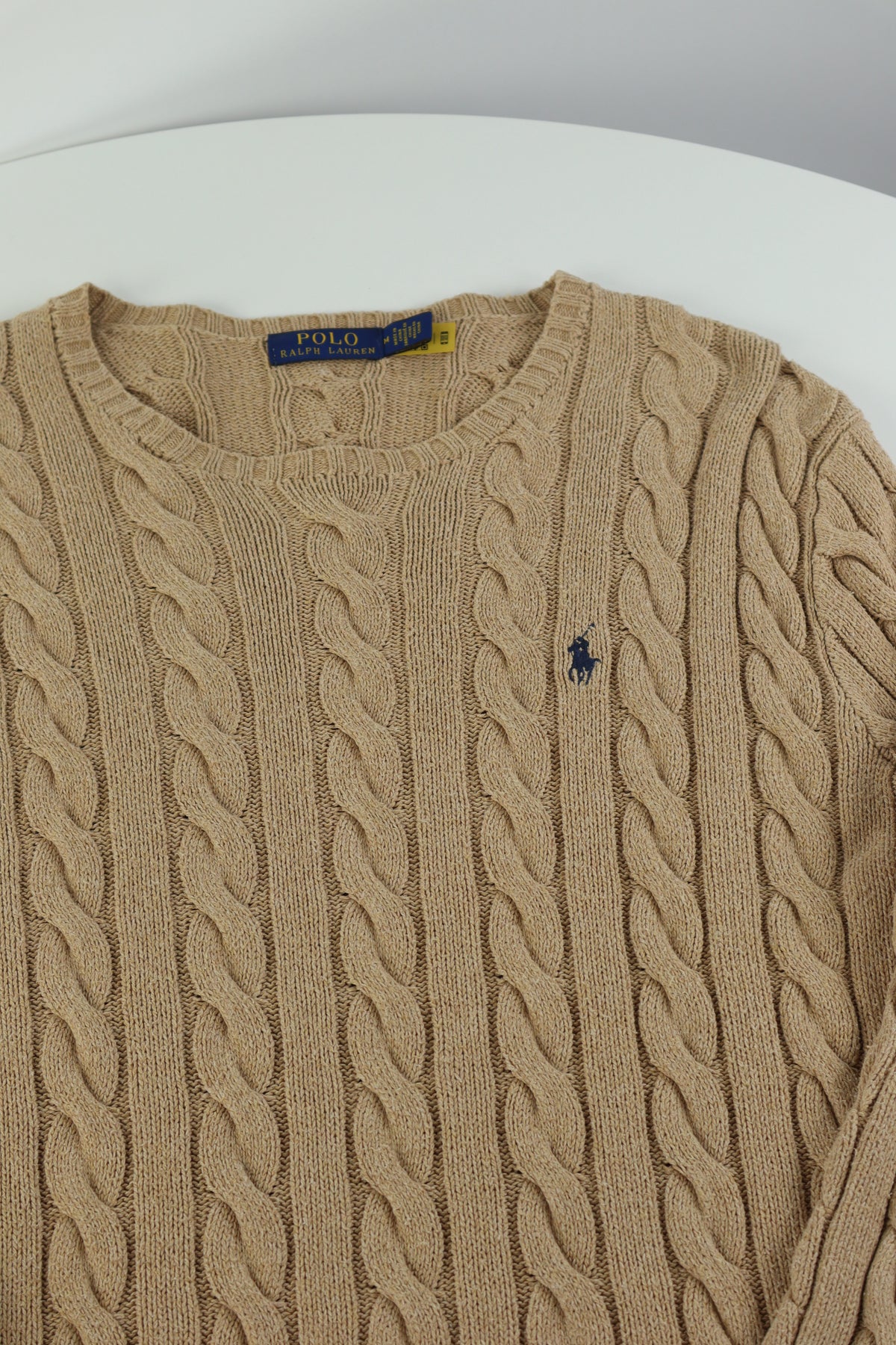 Ralph Lauren kabeltrui met ronde hals - S/M