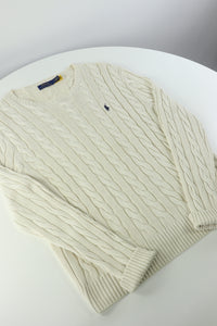 Ralph Lauren kabeltrui met ronde hals - M
