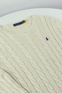 Ralph Lauren kabeltrui met ronde hals - M