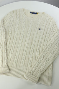 Ralph Lauren kabeltrui met ronde hals - M