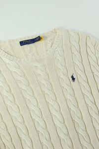 Ralph Lauren kabeltrui met ronde hals - M