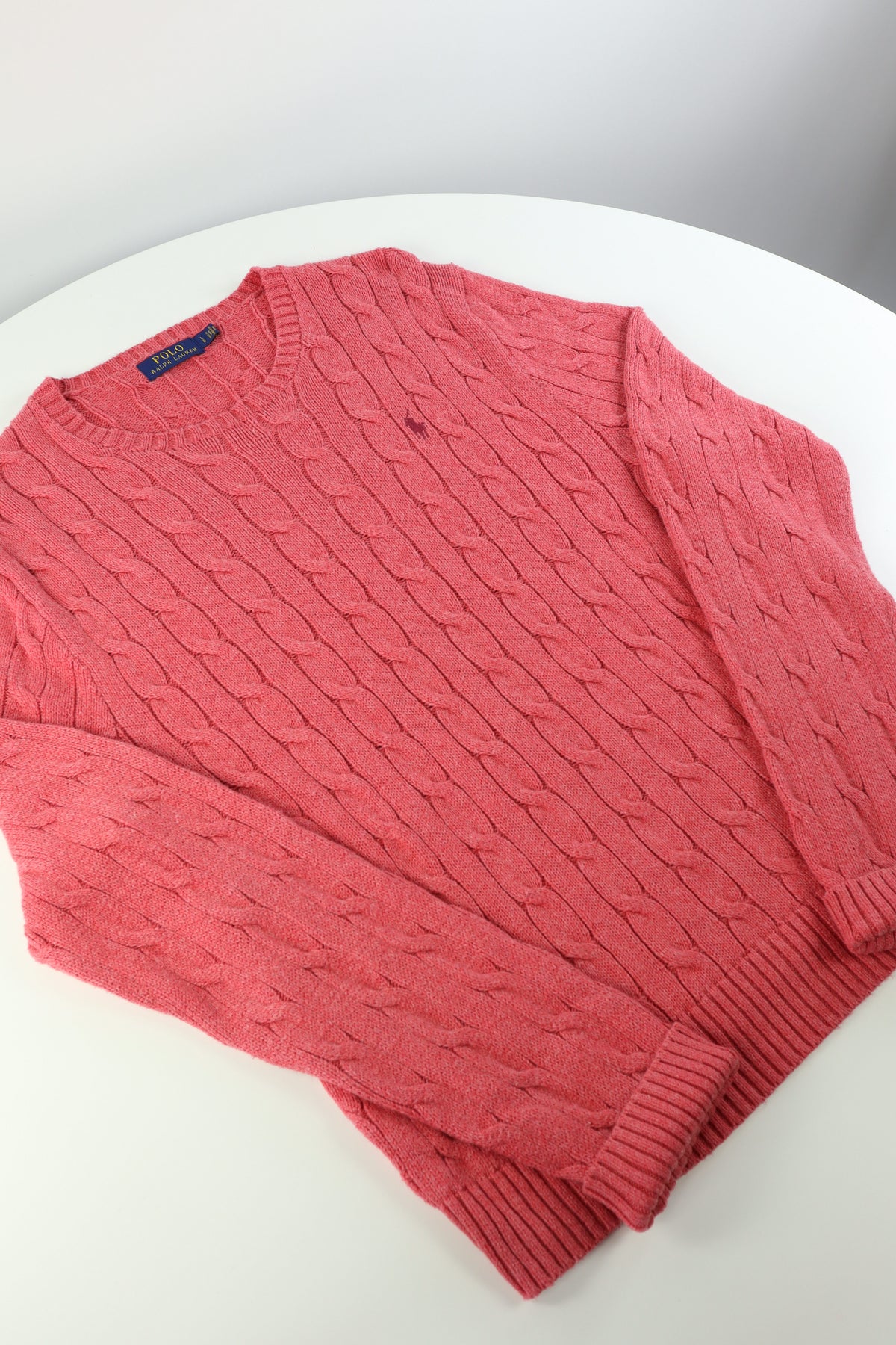 Ralph Lauren kabeltrui met ronde hals - L