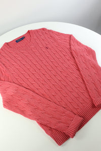 Ralph Lauren kabeltrui met ronde hals - L