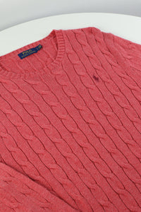 Ralph Lauren kabeltrui met ronde hals - L