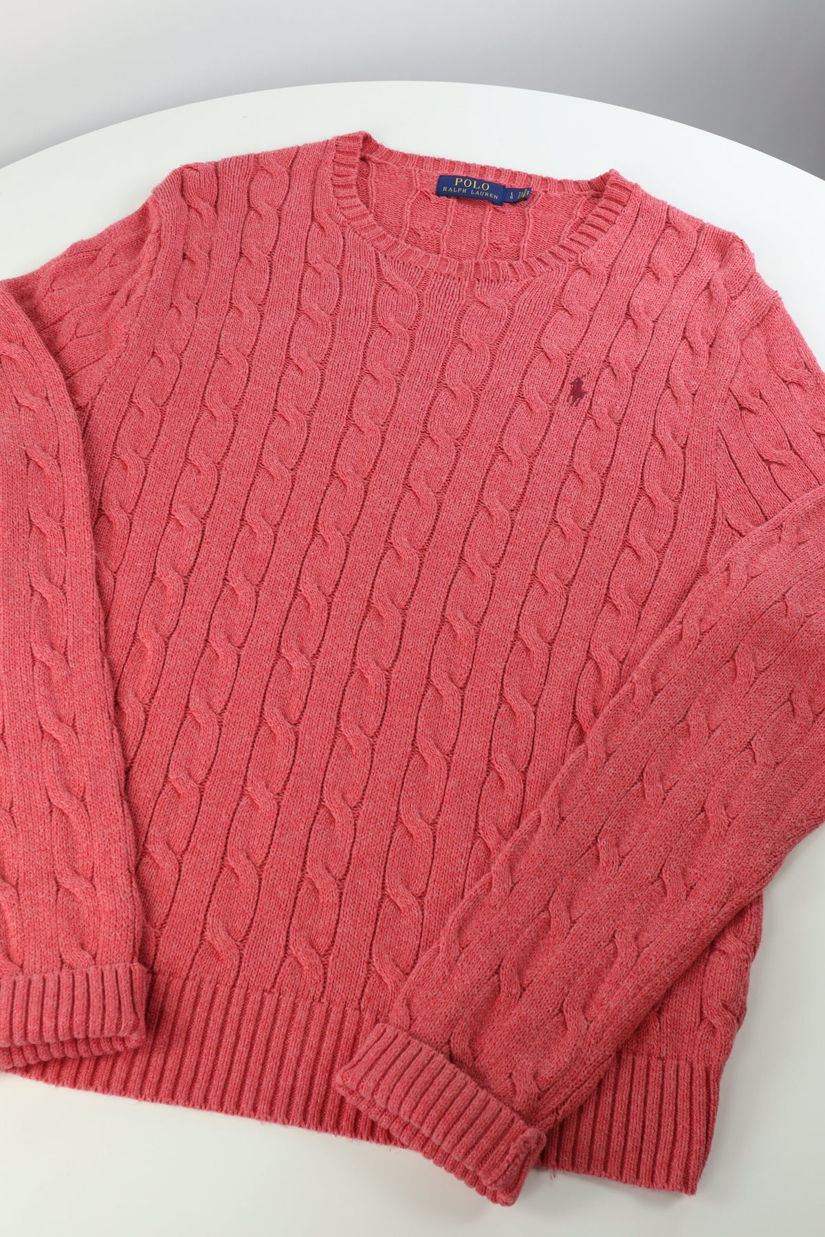 Ralph Lauren kabeltrui met ronde hals - L