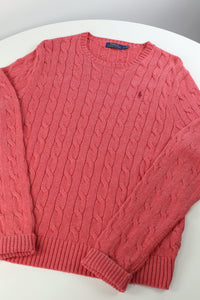 Ralph Lauren kabeltrui met ronde hals - L
