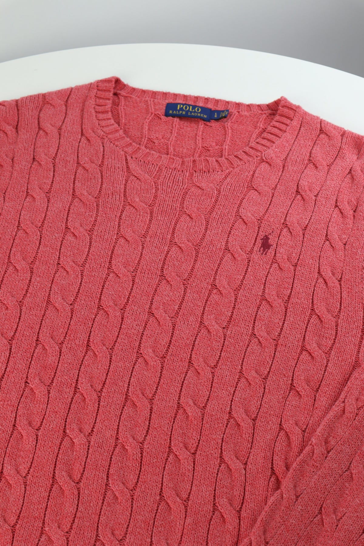 Ralph Lauren kabeltrui met ronde hals - L